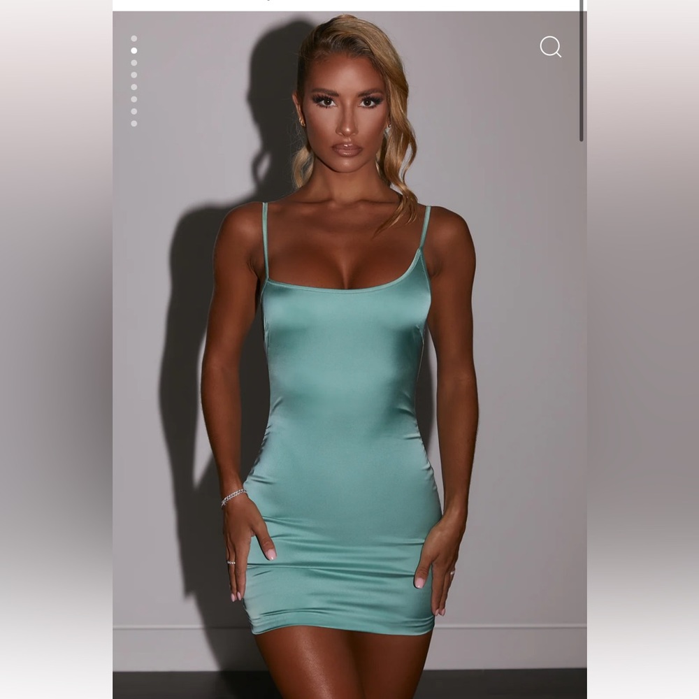 Oh polly Silk mint mini dress